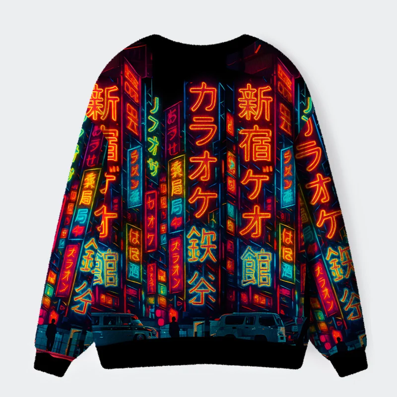 Tokyo-Tiger Shinjuku Night Scene Ugly Cardigan Sweater