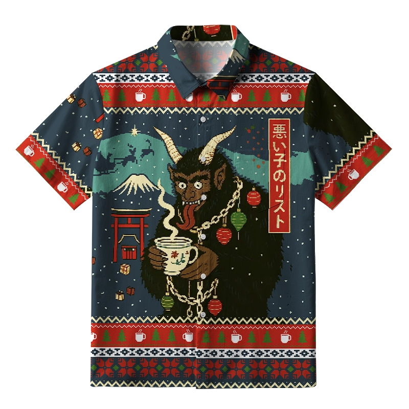 Tokyo-Tiger Naughty List Christmas Button-up Shirt