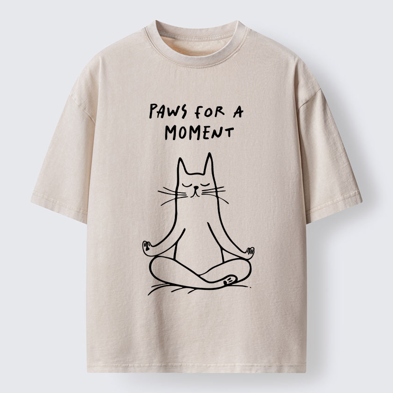 Tokyo-Tiger Yoga Zen Cat Washed T-Shirt