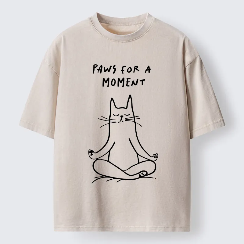 Tokyo-Tiger Yoga Zen Cat Washed T-Shirt