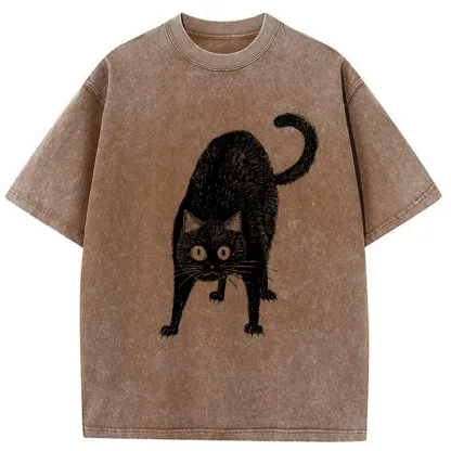 Tokyo-Tiger Alert Cat Washed T-Shirt