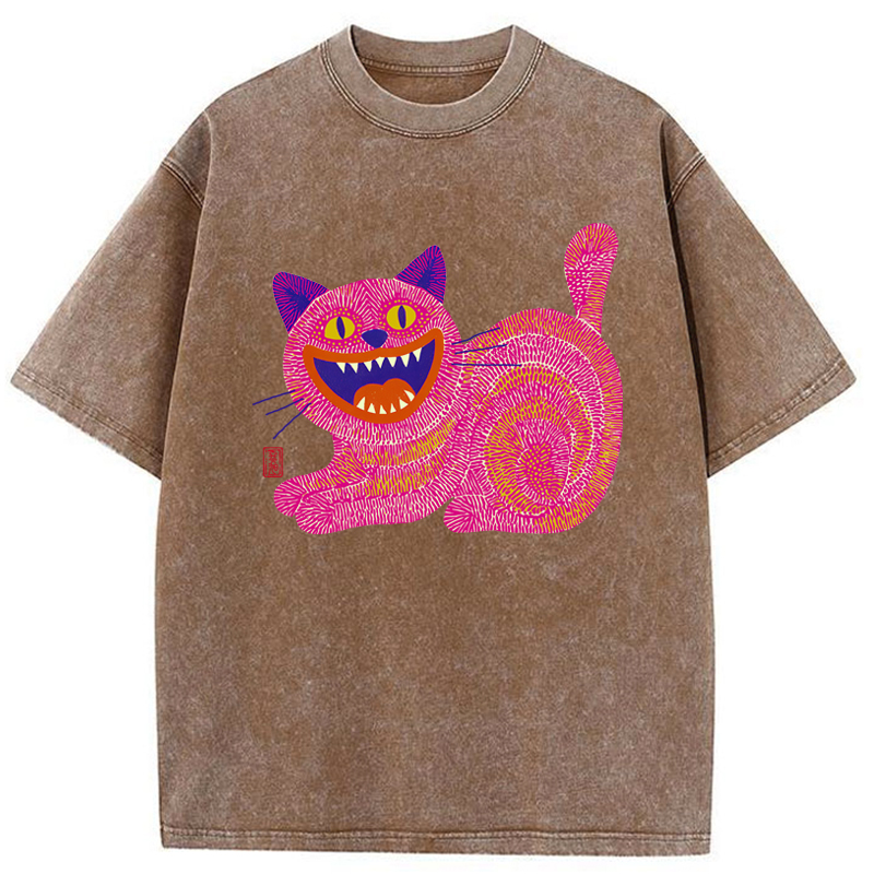 Tokyo-Tiger Chubby Fang Cat Washed T-Shirt