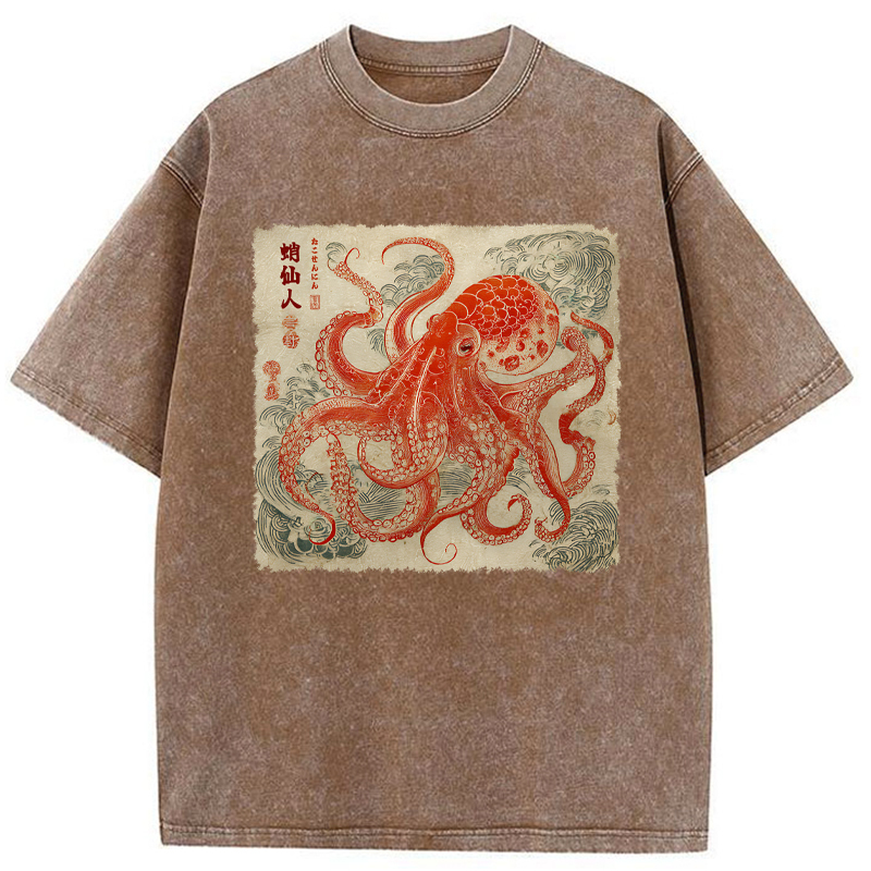 Tokyo-Tiger Octopus Sage Washed T-Shirt