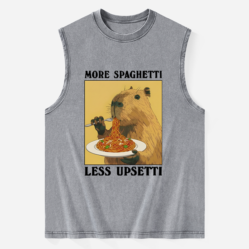 Tokyo-Tiger Capybara Eating Pasta Washed Tank