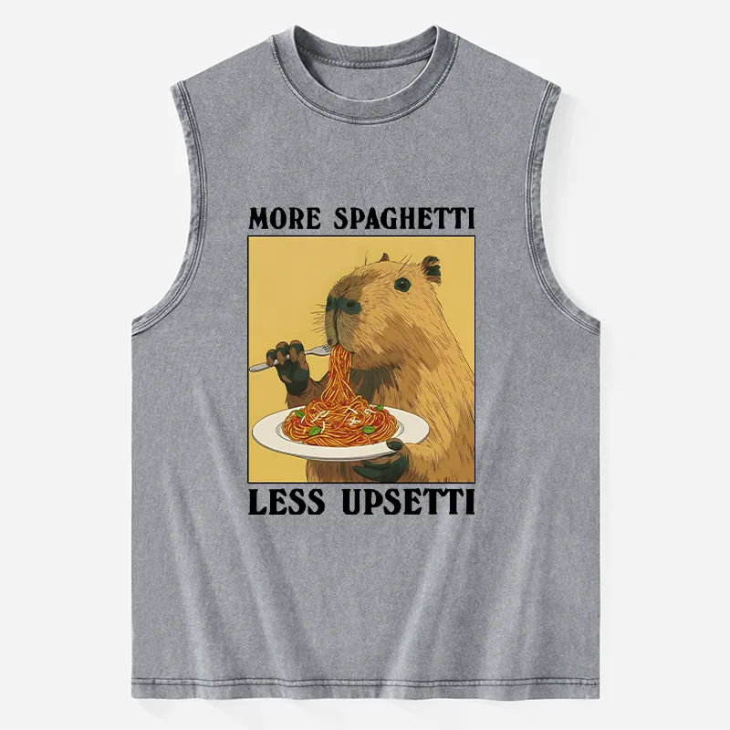 Tokyo-Tiger Capybara Eating Pasta Washed Tank