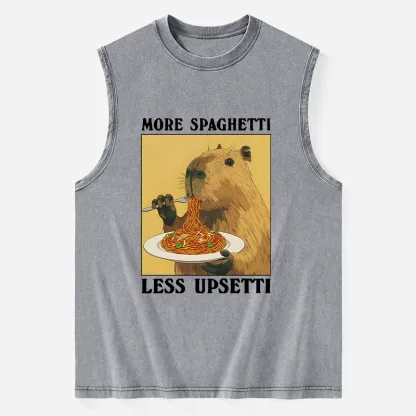 Tokyo-Tiger Capybara Eating Pasta Washed Tank