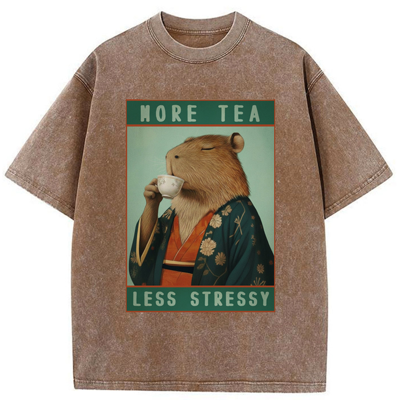 Tokyo-Tiger Less Tea More Stressy Washed T-Shirt