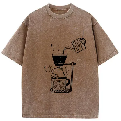 Tokyo-Tiger Japanese-style Bathing Funny Washed T-Shirt