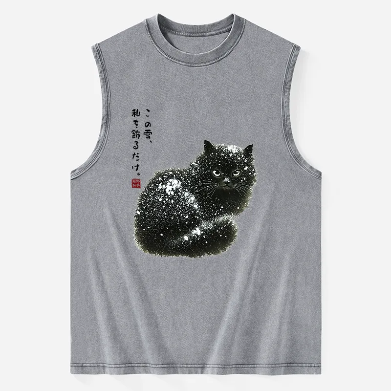 Tokyo-Tiger Black Cat Adorned by Snow Washed Tank