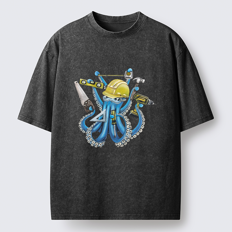 Tokyo-Tiger Architect Octopus Washed T-Shirt