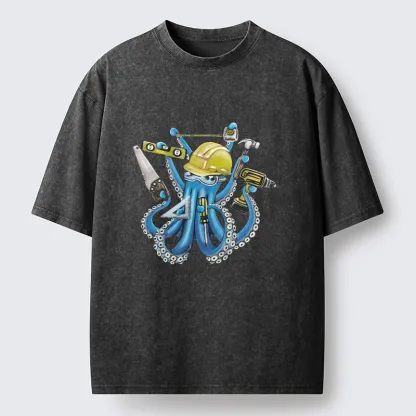 Tokyo-Tiger Architect Octopus Washed T-Shirt