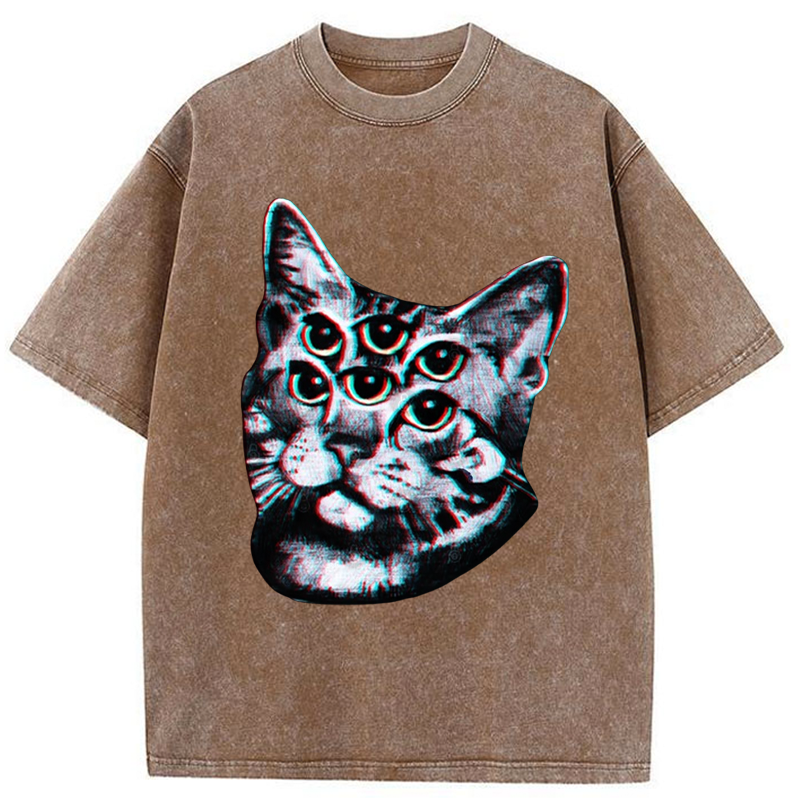 Tokyo-Tiger Six-eyed Cat Washed T-Shirt