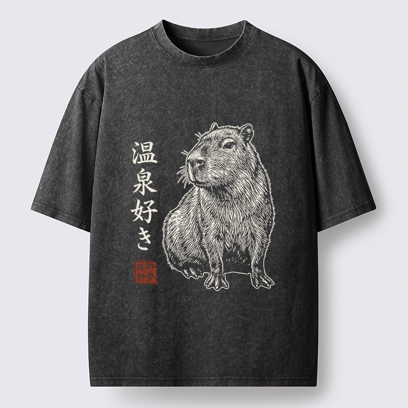 Tokyo-Tiger Hot Spring Enthusiasts Washed T-Shirt