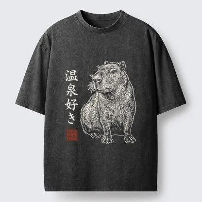 Tokyo-Tiger Hot Spring Enthusiasts Washed T-Shirt