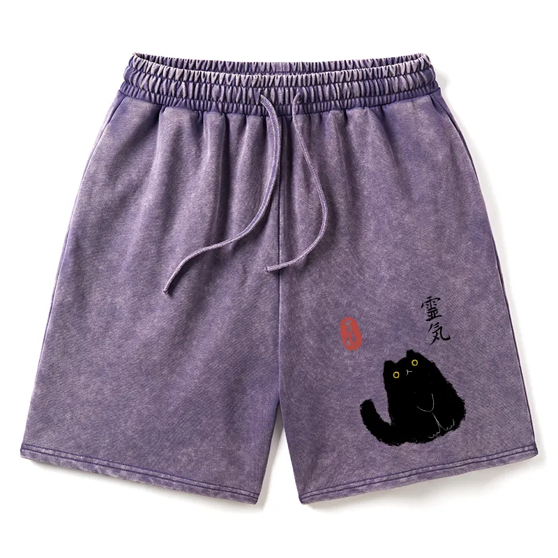 Tokyo-Tiger Black Civet Cat Washed Shorts