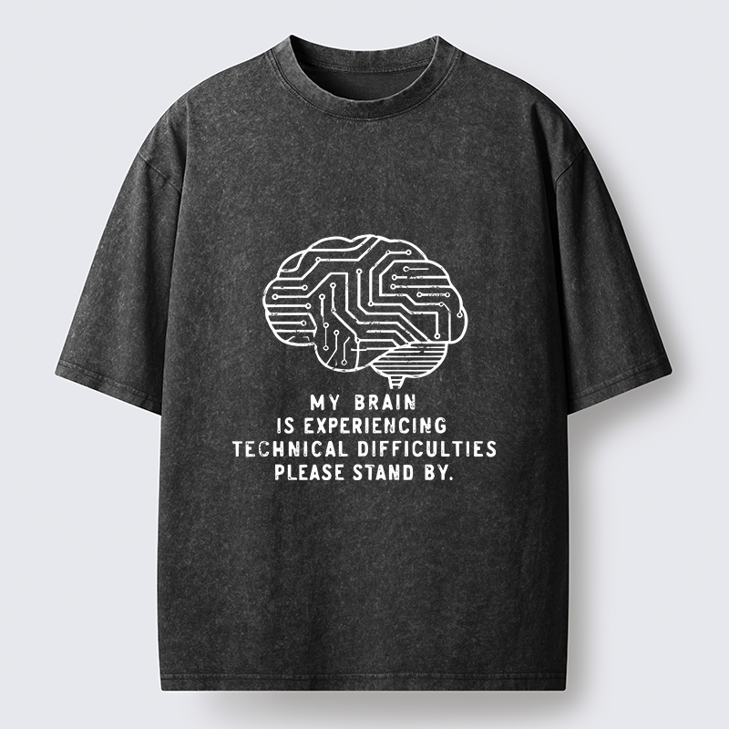 Tokyo-Tiger Brain Technology Malfunction Washed T-Shirt