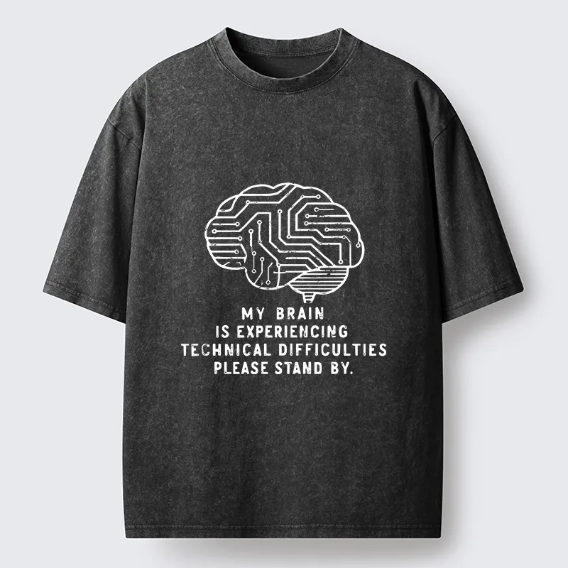 Tokyo-Tiger Brain Technology Malfunction Washed T-Shirt