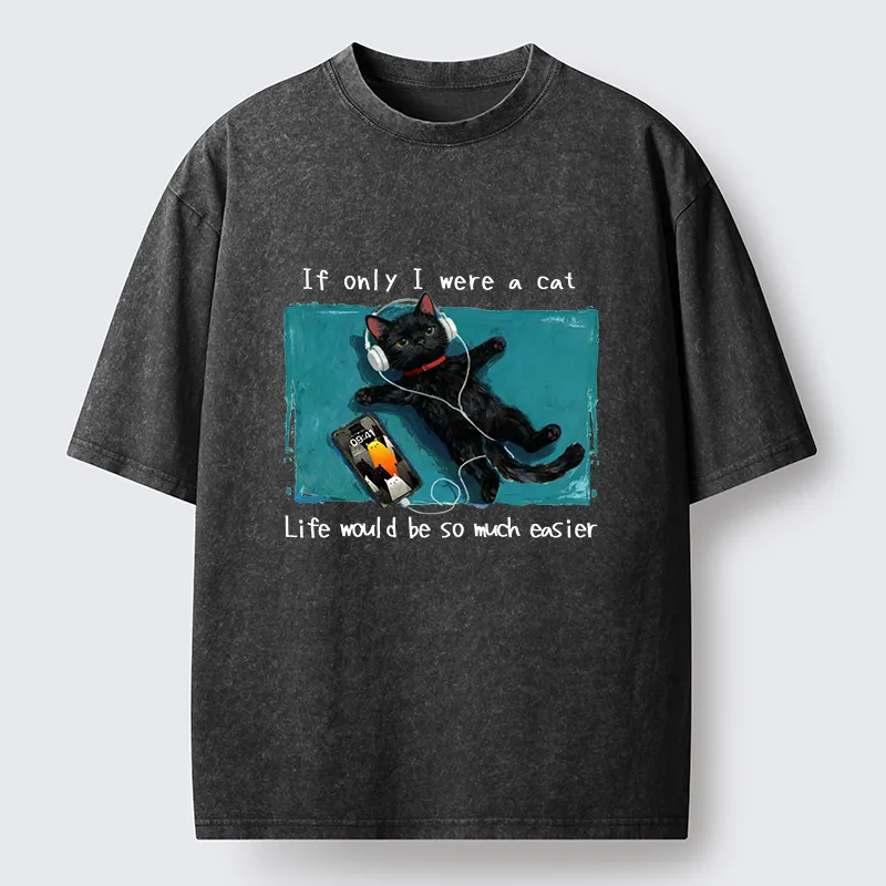 Tokyo-Tiger If Only I Were A Cat Washed T-Shirt