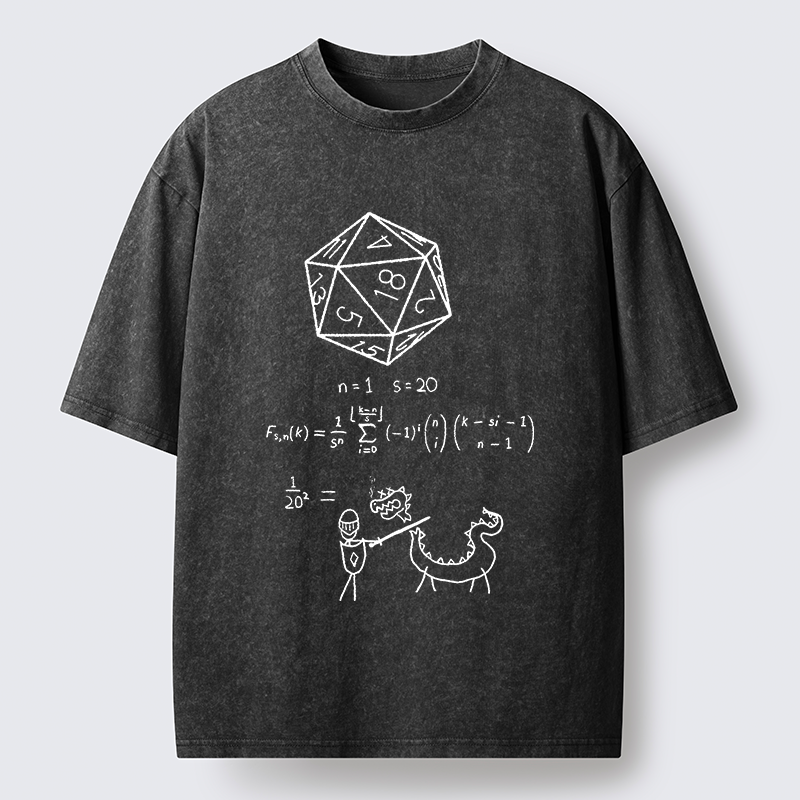 Tokyo-Tiger Twenty-sided Die Funny Washed T-Shirt