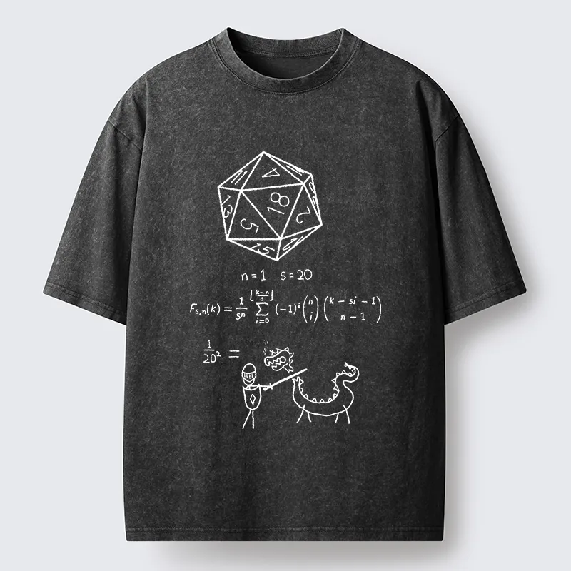 Tokyo-Tiger Twenty-sided Die Funny Washed T-Shirt