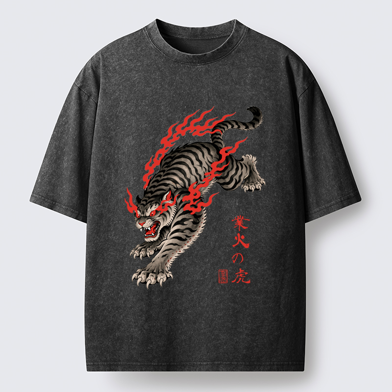 Tokyo-Tiger Blazing Tiger Washed T-Shirt