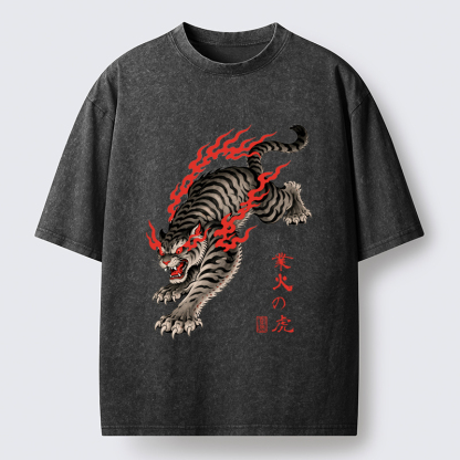Tokyo-Tiger Blazing Tiger Washed T-Shirt