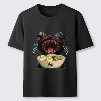 Tokyo-Tiger Black Cat Is Ready To Eat Ramen Classic T-Shirt