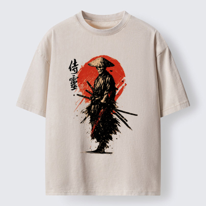 Tokyo-Tiger Ghost Samurai Washed T-Shirt