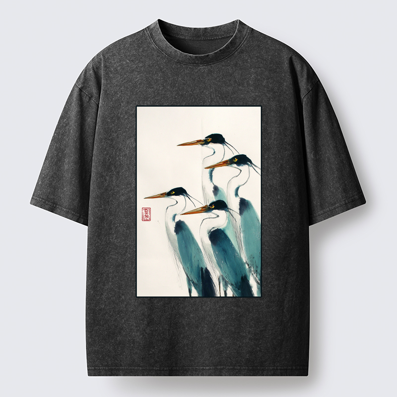 Tokyo-Tiger Standing Herons Washed T-Shirt