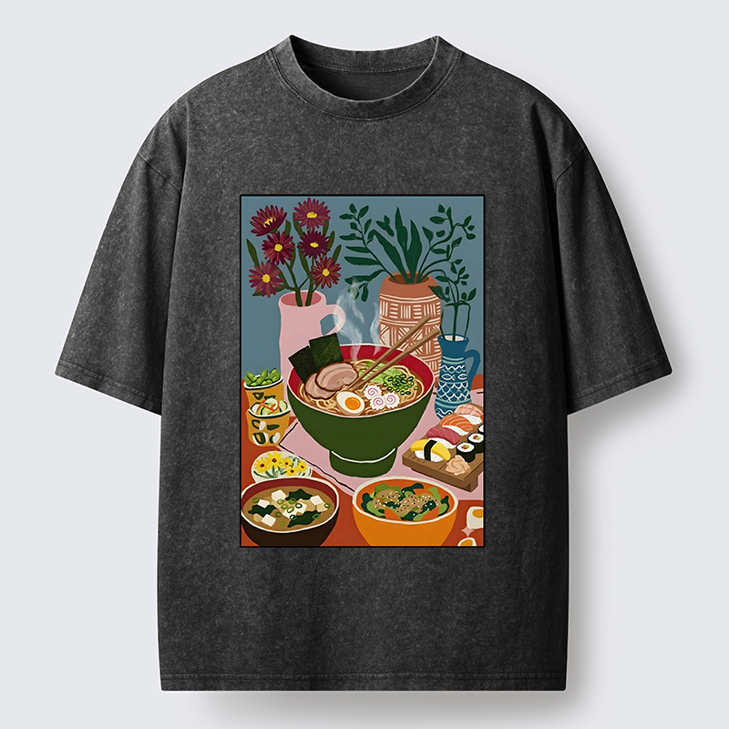 Tokyo-Tiger Delicious Japanese Food Washed T-Shirt