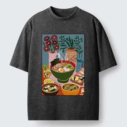 Tokyo-Tiger Delicious Japanese Food Washed T-Shirt