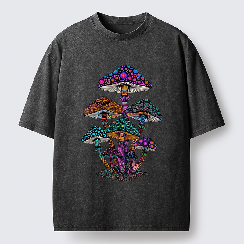 Tokyo-Tiger Beautiful Poisonous Mushrooms Washed T-Shirt
