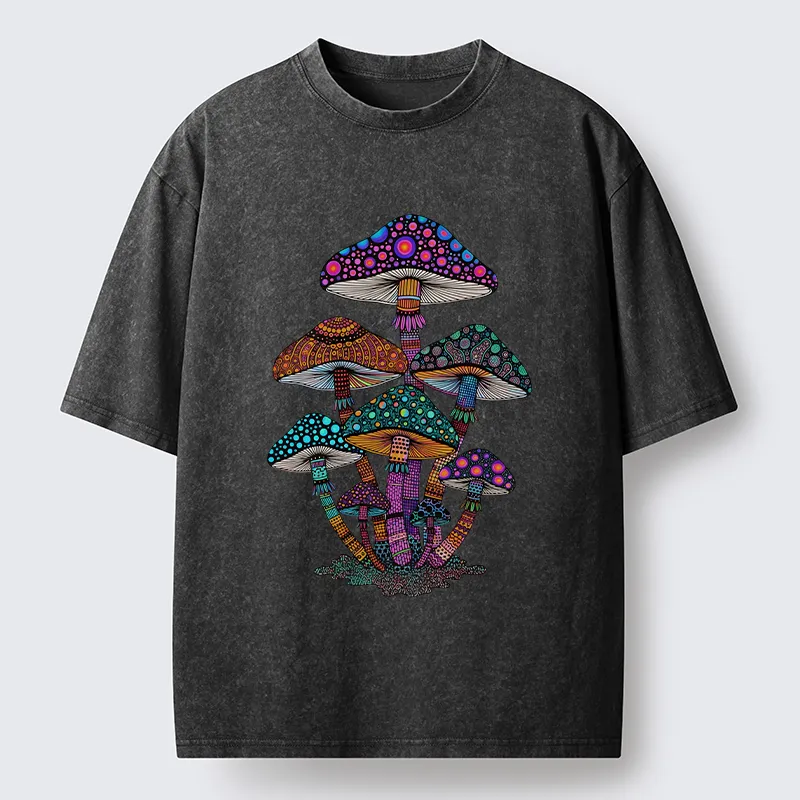 Tokyo-Tiger Beautiful Poisonous Mushrooms Washed T-Shirt