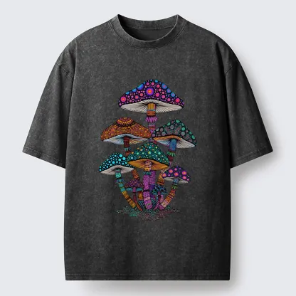 Tokyo-Tiger Beautiful Poisonous Mushrooms Washed T-Shirt