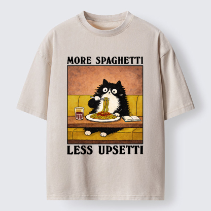 Tokyo-Tiger Unavailable Cat: More Spaghetti Less Upsetti Washed T-Shirt