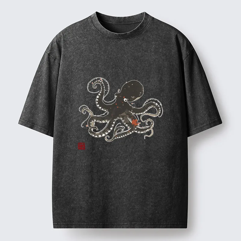 Tokyo-Tiger Traditional Octopus Washed T-Shirt