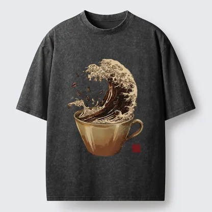 Tokyo-Tiger Delicious Coffee Wave Washed T-Shirt