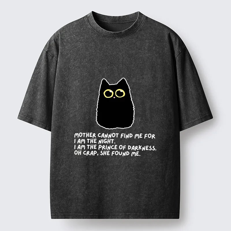 Tokyo-Tiger Playing Hide-and-seek With A Black Cat Washed T-Shirt