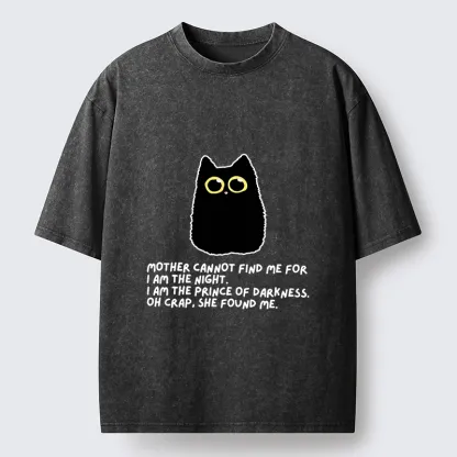 Tokyo-Tiger Playing Hide-and-seek With A Black Cat Washed T-Shirt