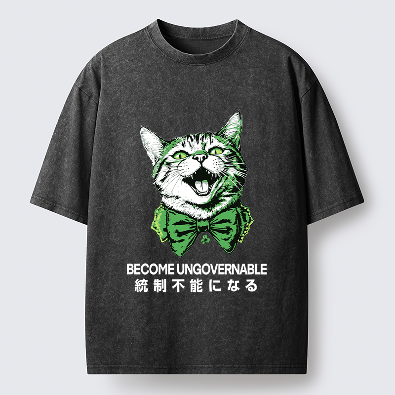 Tokyo-Tiger St. Patrick's Day Prank Cat Washed T-Shirt