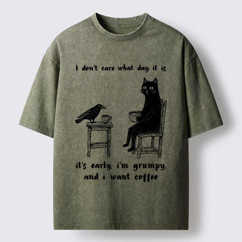 Tokyo-Tiger Early, Grumpy, Coffee Washed T-Shirt