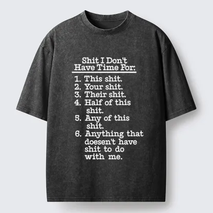 Tokyo-Tiger Shit List Funny Washed T-Shirt