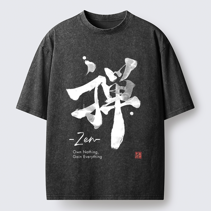 Tokyo-Tiger Zen Texts Washed T-Shirt