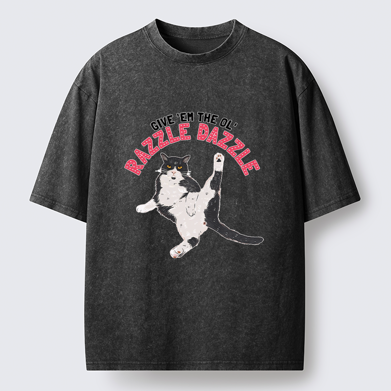 Tokyo-Tiger Cute Tuxedo Cat Washed T-Shirt