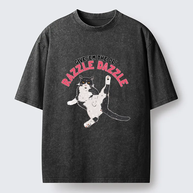 Tokyo-Tiger Cute Tuxedo Cat Washed T-Shirt