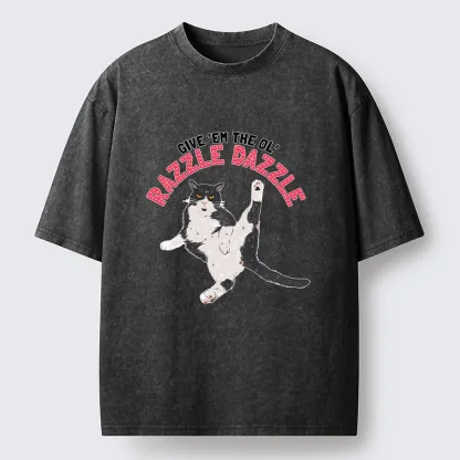 Tokyo-Tiger Cute Tuxedo Cat Washed T-Shirt