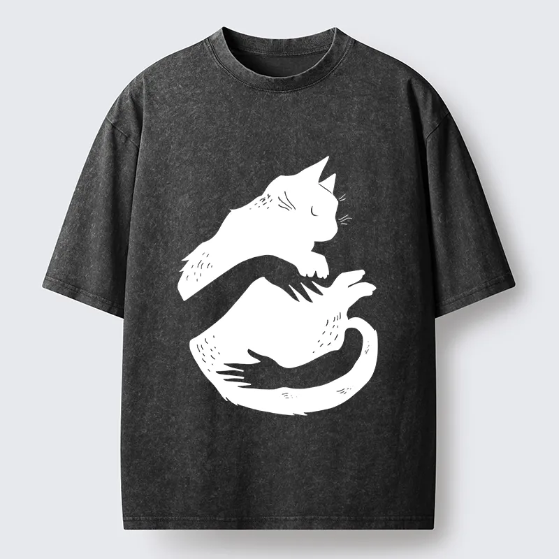 Tokyo-Tiger Holding A Black Cat Washed T-Shirt