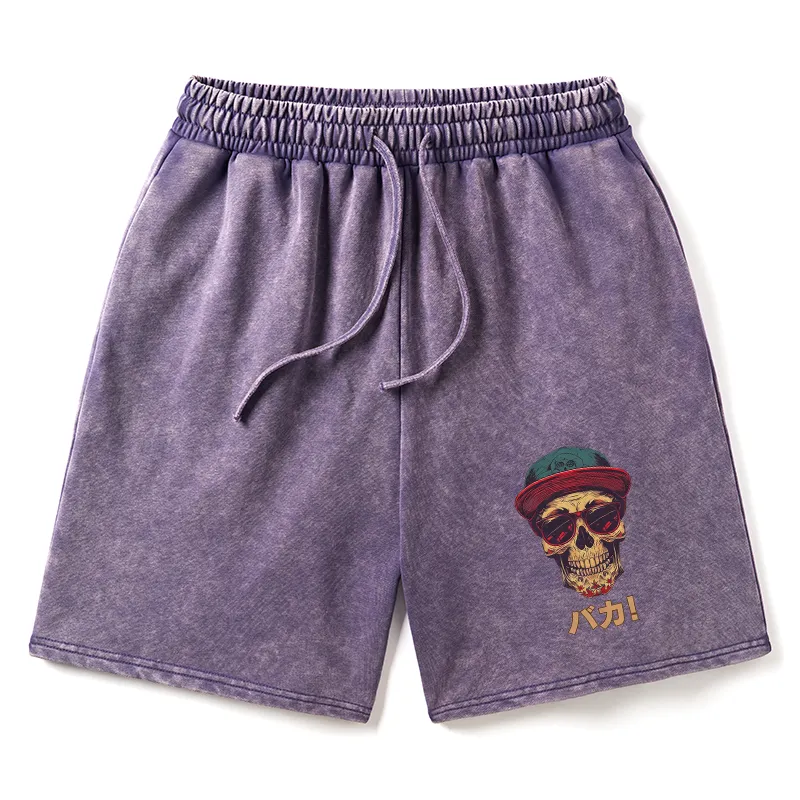 Tokyo-Tiger Fashion Skull Japanese Washed Shorts