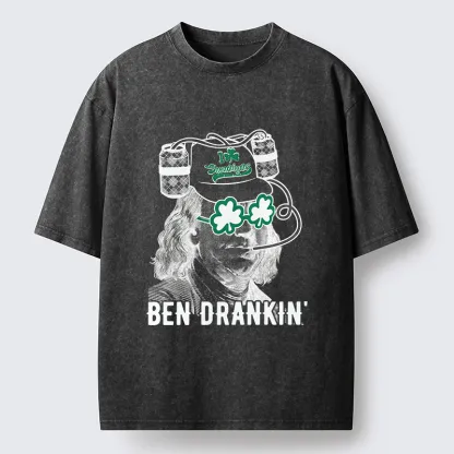 Tokyo-Tiger Ben Drankin St Patrick's Day Washed T-Shirt