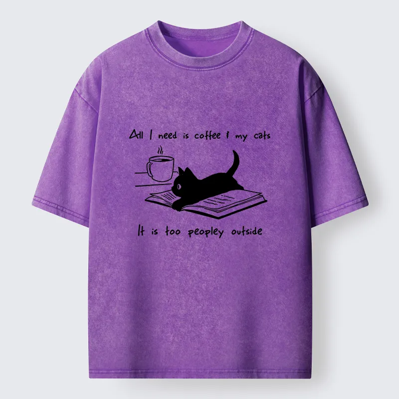 Tokyo-Tiger I Need Is Coffee And My Cat Washed T-Shirt